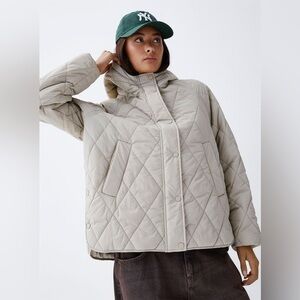Twik Diamond Pattern Loose Quilted Jacket